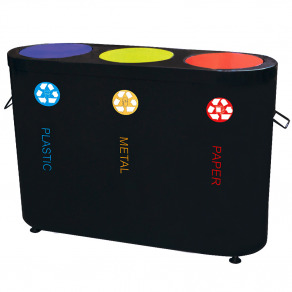 Cos gunoi pentru colectare selectiva metal negru   set 3
