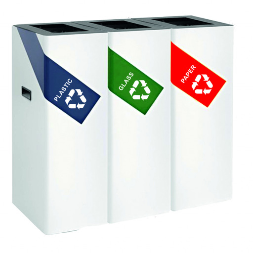 Cos gunoi pentru colectare selectiva  metalic  alb   3 54 litri