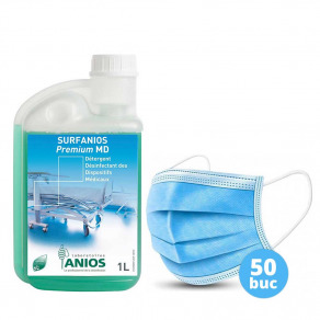 Pachet dezinfectant suprafete Surfanios Premium   masca medicala 50 buc