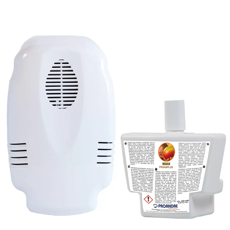 Pachet dispenser odorizant pentru wc si pisoar Proan Plus 1 rezerva odorizant toaleta Mango Pachet dispenser odorizant pentru wc si pisoar Proan Plus 1 rezerva odorizant toaleta Mango