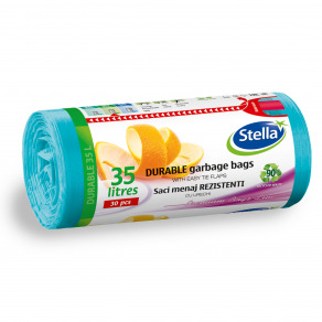 Saci menaj cu urechi  albastri Stella   HDLD ultrarezistenti 35 litri  30 buc rola