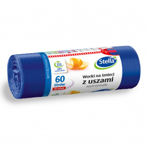 Saci menaj ultrarezistenti cu urechi mov  Stella HDLD  60 litri 20 buc rola