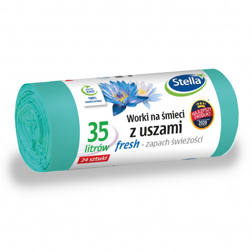 Saci menaj parfumati cu urechi 35 litri Stella Fresh  LDPE 24 bucati rola