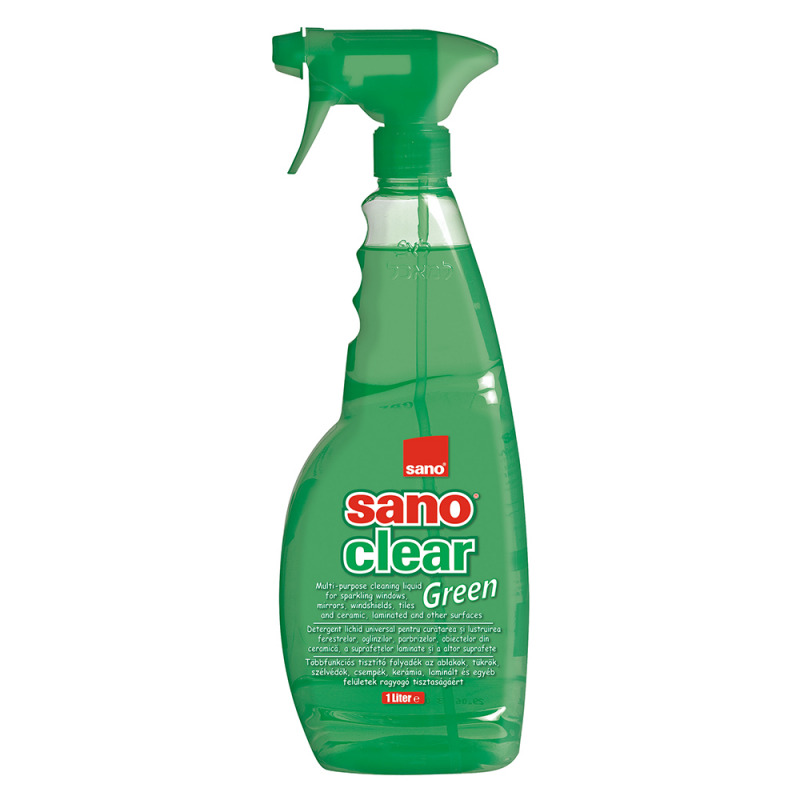 Detergent geamuri cu pulverizator Sano Clear Green 1 litru Detergent geamuri cu pulverizator Sano Clear Green 1 litru