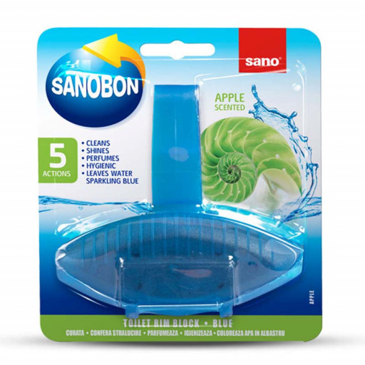 Odorizant WC cu suport solid Sano Bon Blue Apple 5 in 1