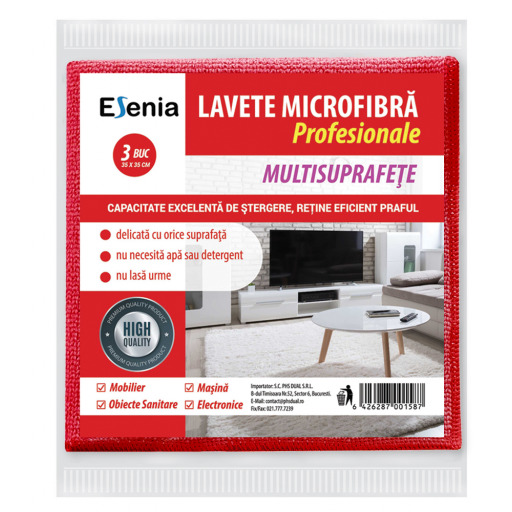 Set 3 lavete microfibra profesionale  35 35 cm   multisuprafete