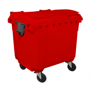 Container gunoi 1100 litri cu capac plat  rosu