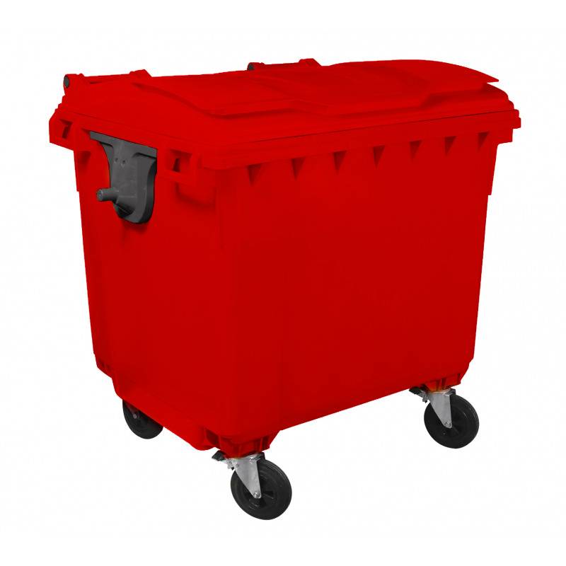 Container gunoi 1100 litri cu capac plat  rosu