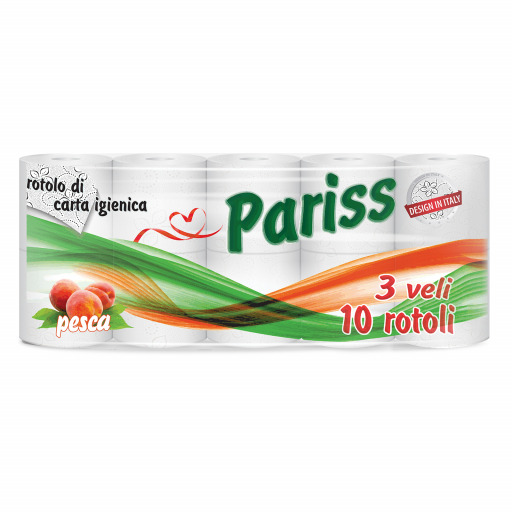Hartie igienica Pariss  3 straturi  miros piersica  10 role set