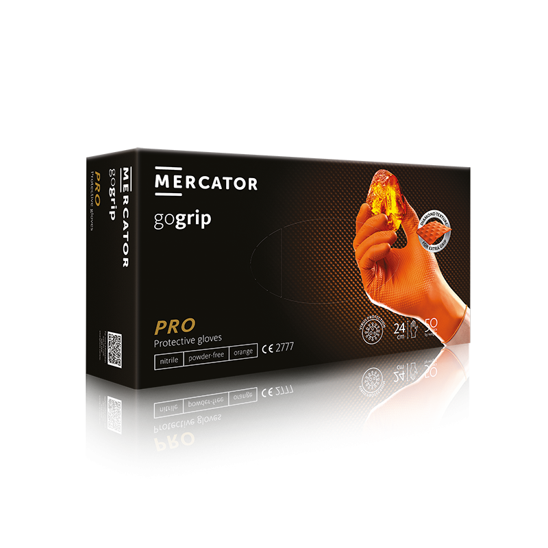 Mercator Go Grip  manusi nitril de protectie si examinare  orange  L