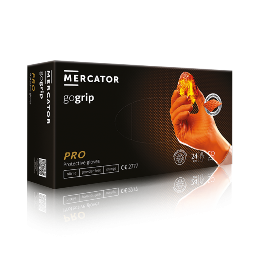 Mercator Go Grip  manusi nitril de protectie si examinare  orange  L