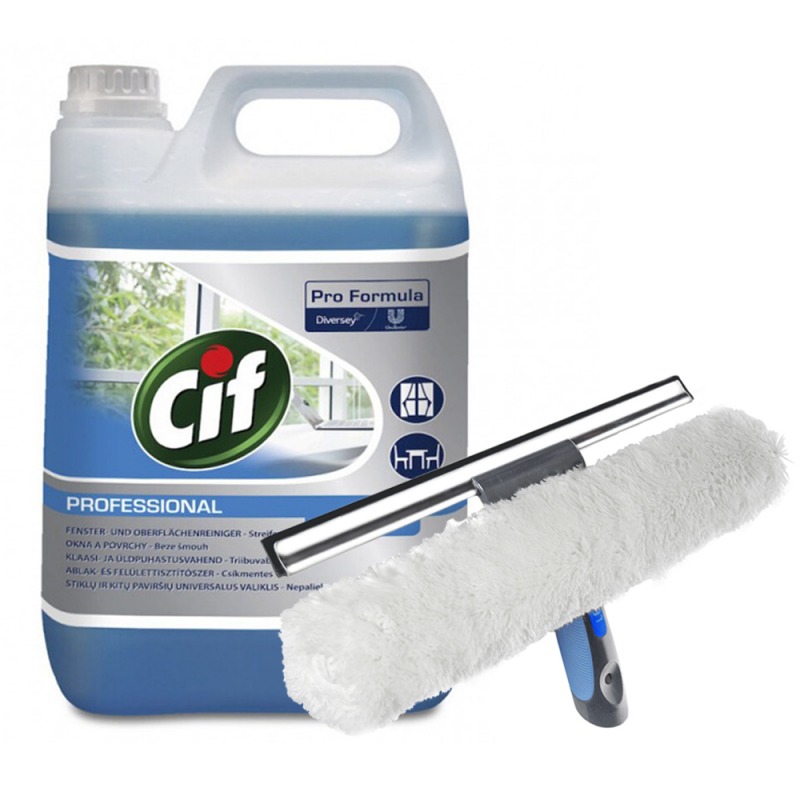 Pachet detergent geamuri si suprafete lavabile Cif Pro Formula + racleta sters geamuri Lewi 35 cm Pachet detergent geamuri si suprafete lavabile Cif Pro Formula + racleta sters geamuri Lewi 35 cm