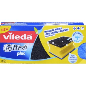 Set 3 buc burete vase Vileda Glitzi, puternic abraziv, efect antibacterian 3 buc