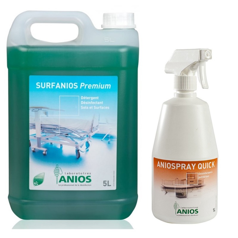 Pachet Surfanios Premium dezinfectant suprafete 5l + Aniospray Quick dezinfectant rapid suprafete, 1l