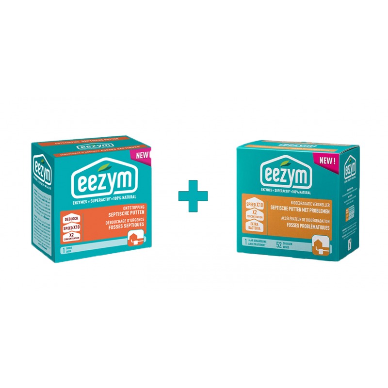 Pachet Bioactivator fose septice problematice Eezym + Deblocant fose septice colamatate - doza de urgenta Eezym, 500 gr Pachet Bioactivator fose septice problematice Eezym + Deblocant fose septice colamatate - doza de urgenta Eezym, 500 gr