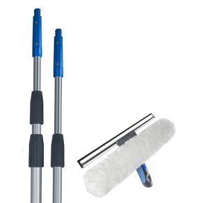 Pachet racleta profesionala  sters geamuri Lewi vice-versa35 cm + Maner telescopic Lewi 120 cm