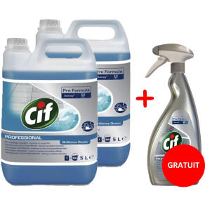 Pachet Promo 2 x Detergent suprafete Brilliance Ocean 5 l + Detergent inox Cif 750 ml GRATUIT