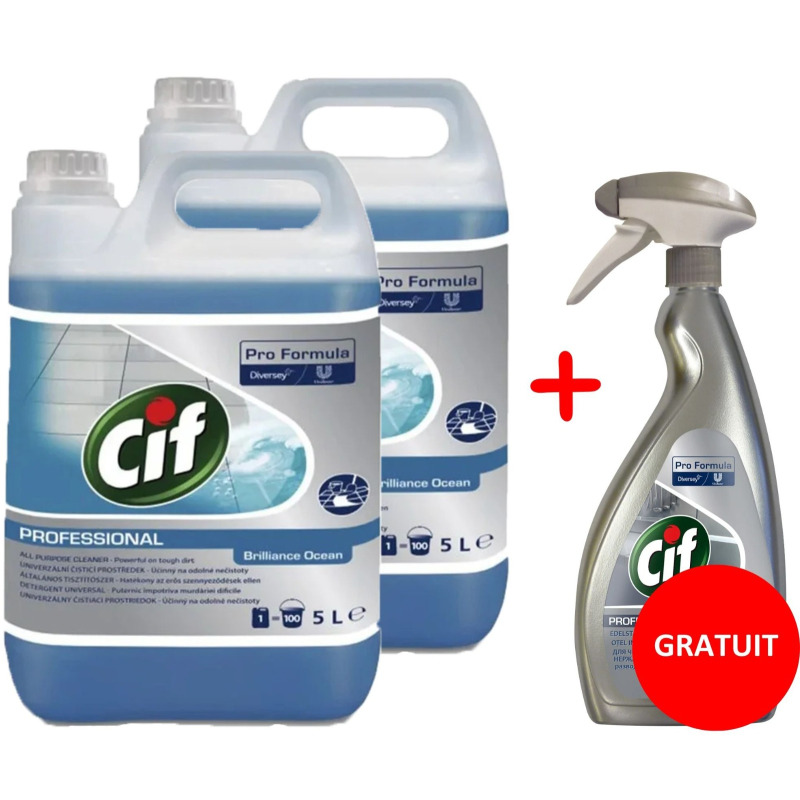 Pachet Promo 2 x Detergent suprafete Brilliance Ocean 5 l + Detergent inox Cif 750 ml GRATUIT Pachet Promo 2 x Detergent suprafete Brilliance Ocean 5 l + Detergent inox Cif 750 ml GRATUIT