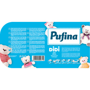 Hartie igienica Pufina Didi, 3 straturi, fara miros, 8 role/set