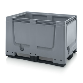 Boxpalet plastic Auer, pereti plini, 120x80x79cm, 3 traverse, gri, fabricat Germania