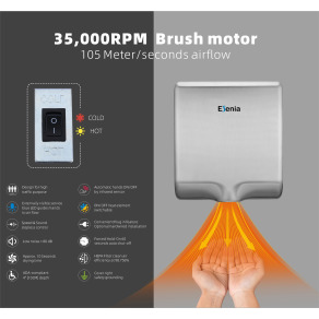 Uscator maini Esenia Thin Dry, inox, filtru Hepa