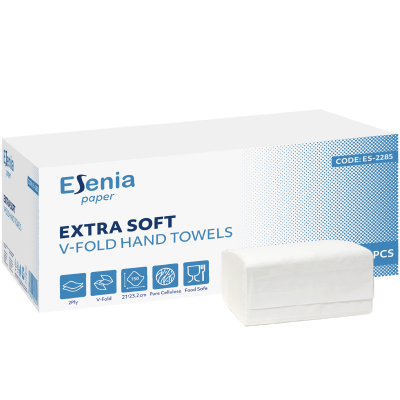 Prosoape din hartie pliate albe, Esenia extra soft, 150 buc, 2 straturi, 21*23.2 cm