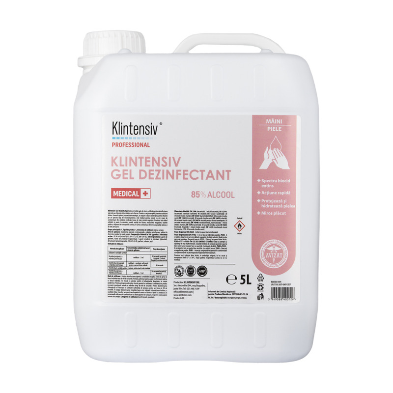 Dezinfectant gel pentru maini Klintensiv, biocid, avizat MS, 5 litri