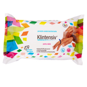 Servetele umede dezinfectante maini, 70 buc, Klintensiv