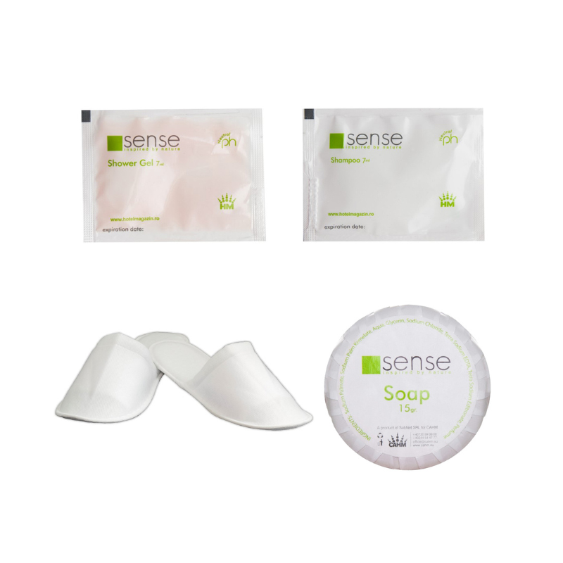 Pachet cosmetice si papuci hotelieri, Sense basic