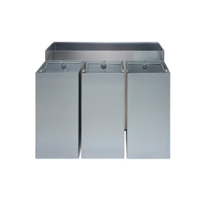 Set 3 cosuri gunoi inox colectare selectiva, cos reciclare gunoi - 3*79 litri
