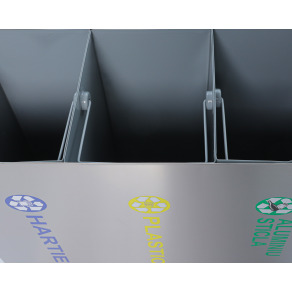 Set 3 cosuri gunoi inox colectare selectiva, cos reciclare gunoi - 3*54 litri