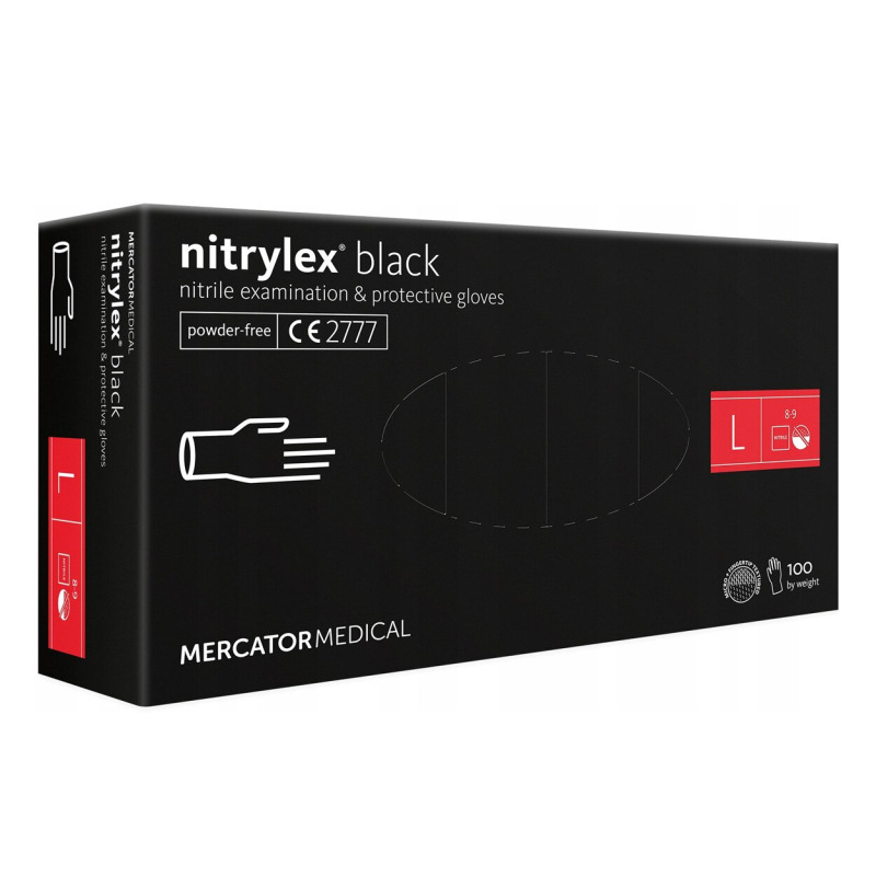 Manusi negre protectie, examinare nitril Mercador Basic black, L