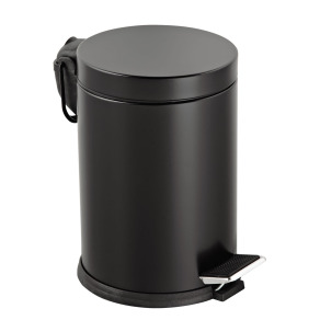 Set cos gunoi otel inoxidabil negru cu pedala 5l + perie wc otel negru