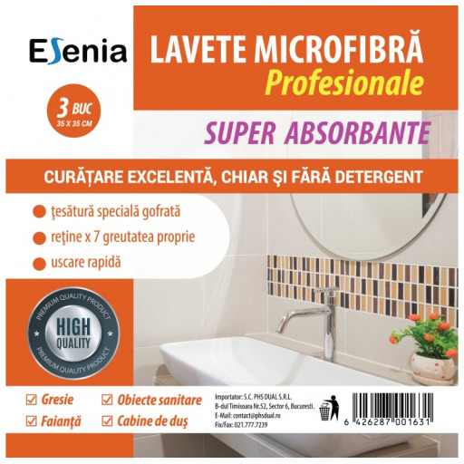 Set 3 lavete din microfibra Esenia tip Waffle