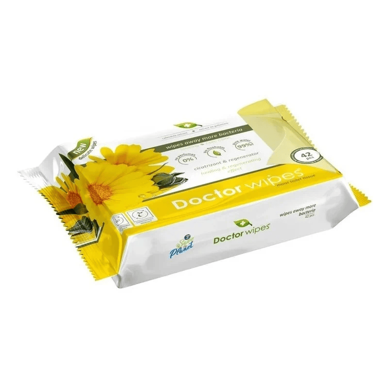 Hartie igienica umeda Doctor Wipes, cu extract de galbenele, 42 buc/ pachet