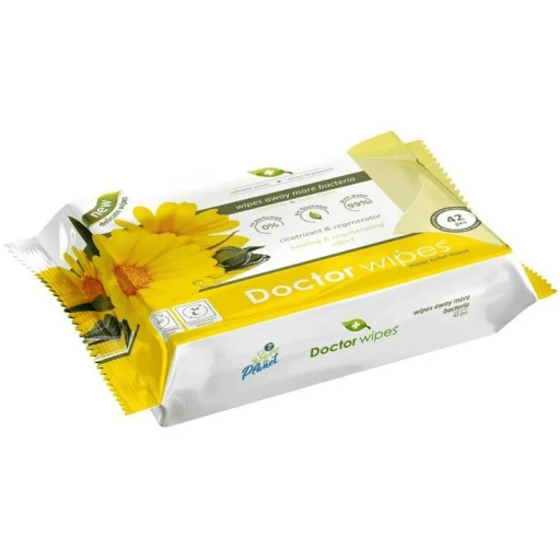 Hartie igienica umeda Doctor Wipes, cu extract de galbenele, 42 buc/ pachet