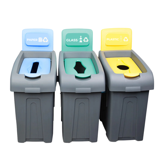 Set 3 cosuri gunoi colectare selectiva, PP Premium, 50 litri