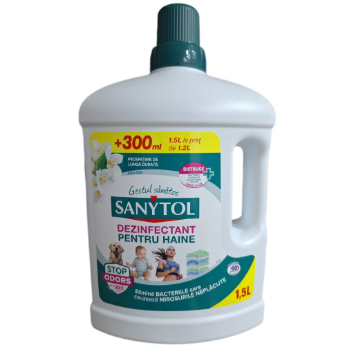 Detergent rufe dezinfectant Sanytol Prospetime Florala, 1.2l + 300 ml, 33 spalari