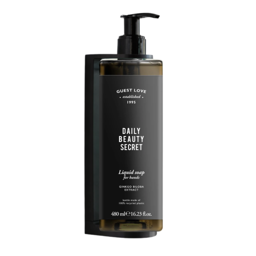 Pachet dispenser hotelier sapun lichid + suport perete, Guest Love 480 ml