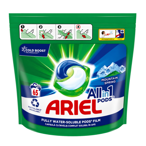 Ariel All in one, detergent rufe capsule, 65 buc