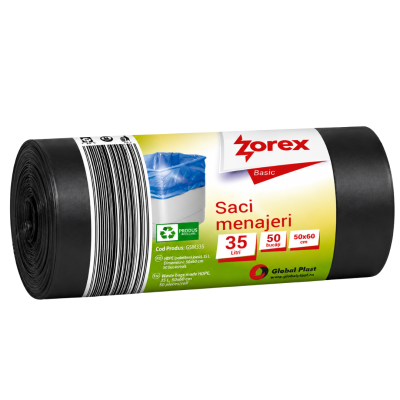 Saci menajeri 35 litri H.D.P.E. 50 buc/rola