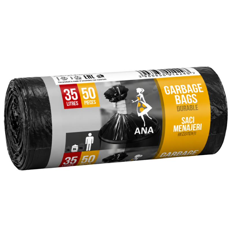 Saci menajeri rezistenti 35 litri H.D.P.E, 50 buc/rola