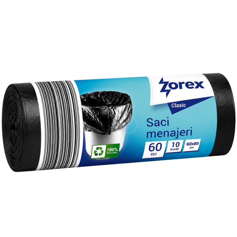 Saci menajeri 60 litri L.D.P.E. 10 buc/ rola