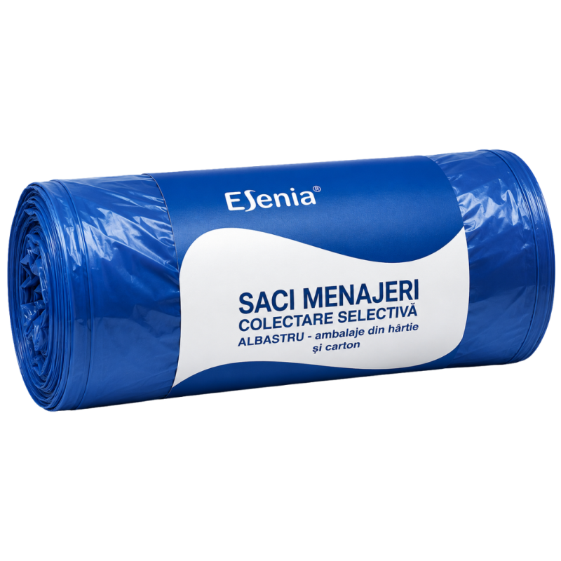 Saci menajeri, colectare selectvia 60 litri L.D.P.E - albastri, 20 buc/rola