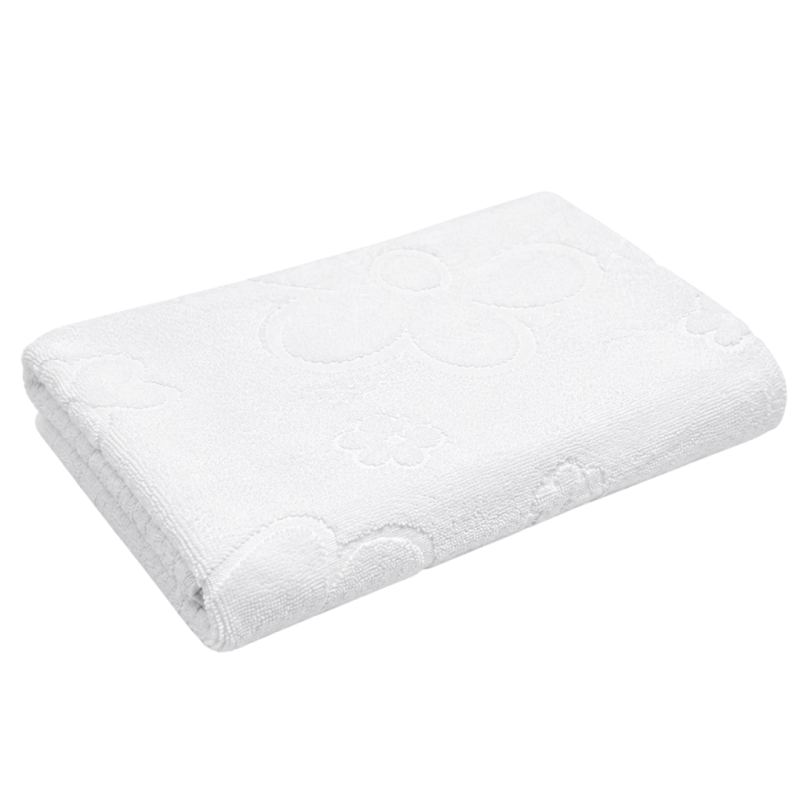 Prosop hotelier 50x90 cm, bumbac pakistanez 100%, 400 g/mp, Floral, alb