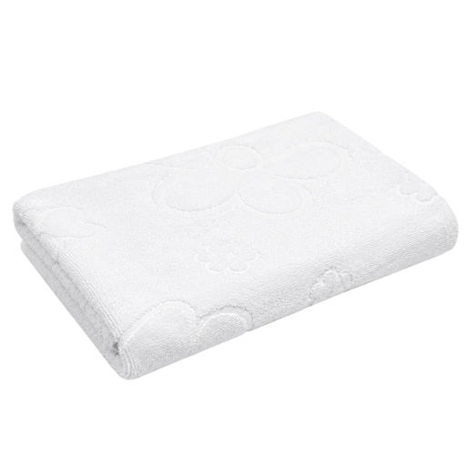 Prosop hotelier 50x90 cm, bumbac pakistanez 100%, 400 g/mp, Floral, alb