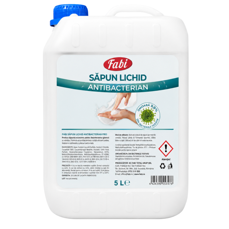 Sapun lichid dezinfectant maini Fabi, 5 litri