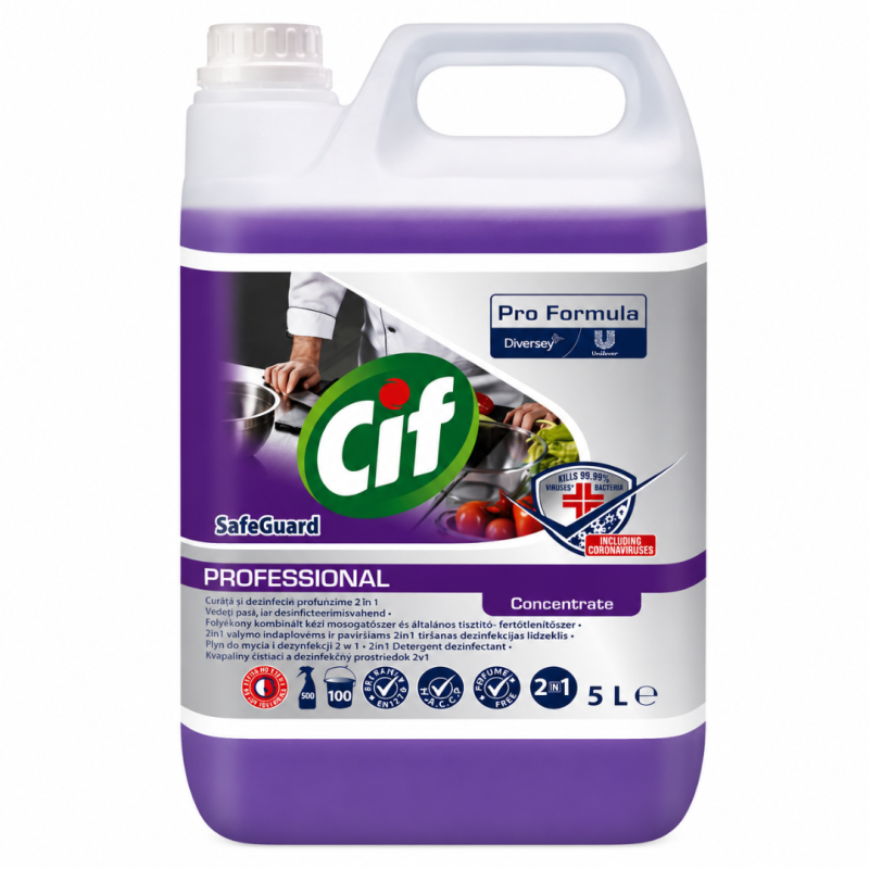 Detergent dezinfectant lichid concentrat 2in1 - virucid, Cif Pro Formula 5 litri