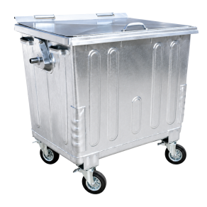 Container gunoi metalic zincat, 1100 L, capac plat