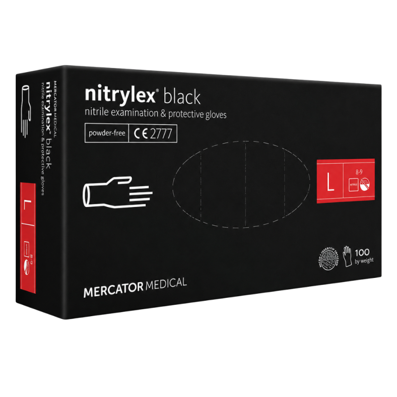 Manusi negre protectie, examinare nitril Mercador Basic black, L